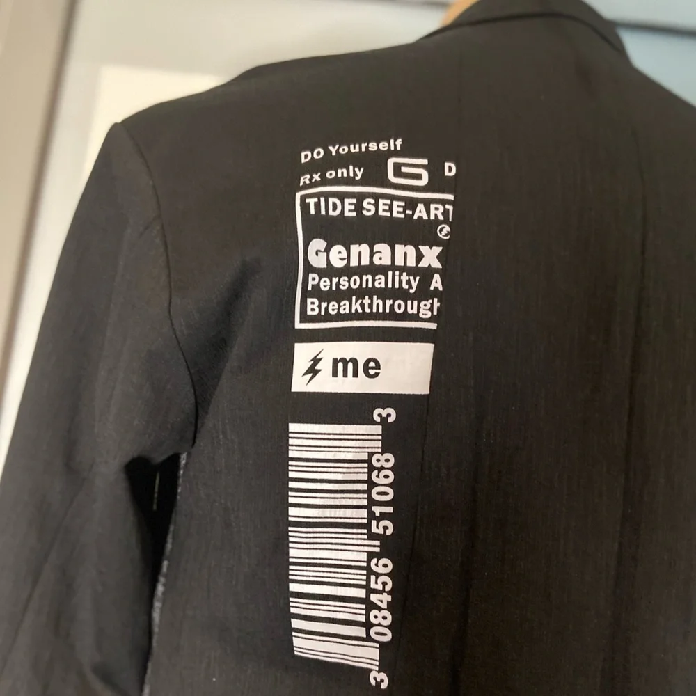 Geranx Men’s Style~Asymmetric~Color Block~Graphic~Belt~Trench/Suit Coat~Size XL - Picture 12 of 16